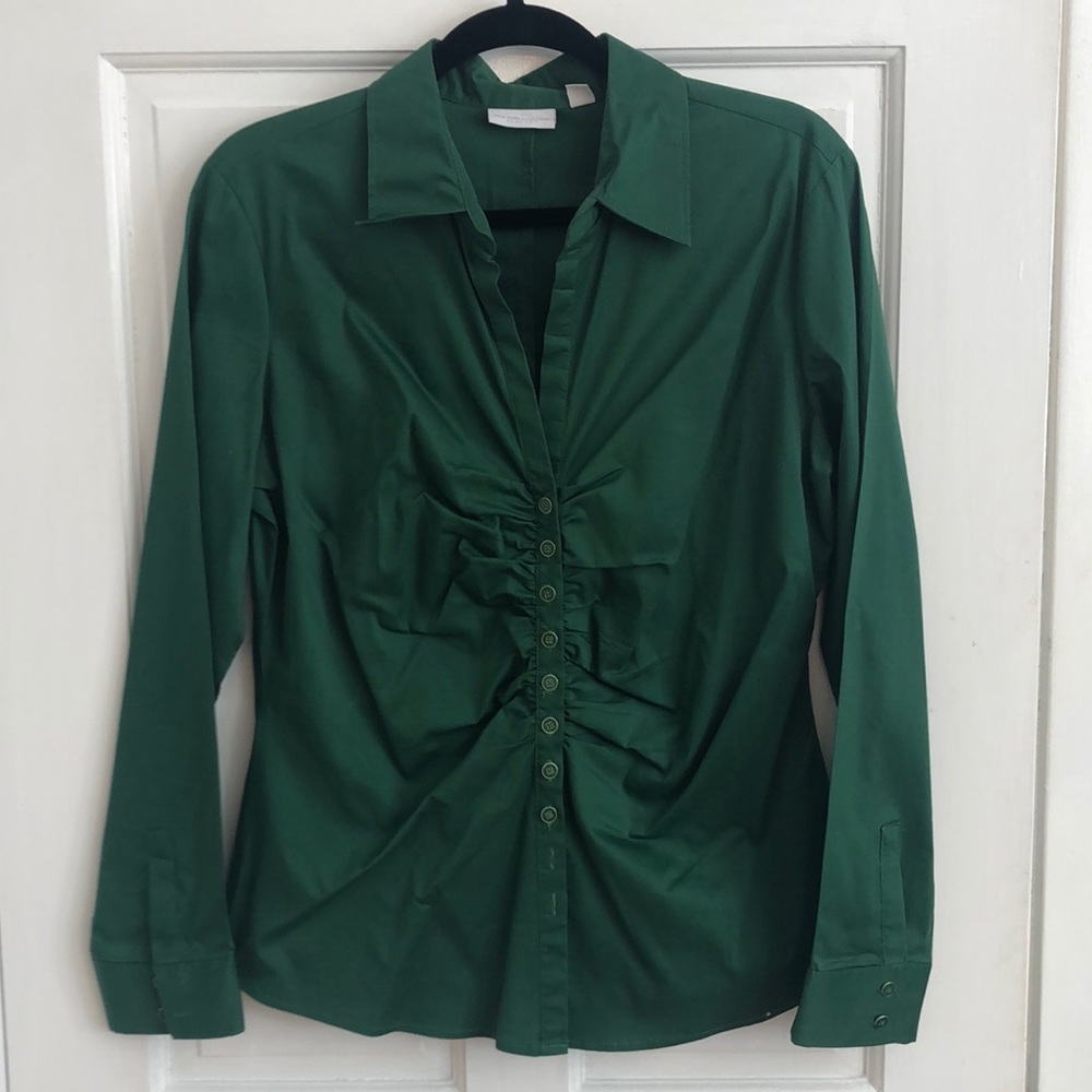Emerald Green ruffle front NY&Co blouse